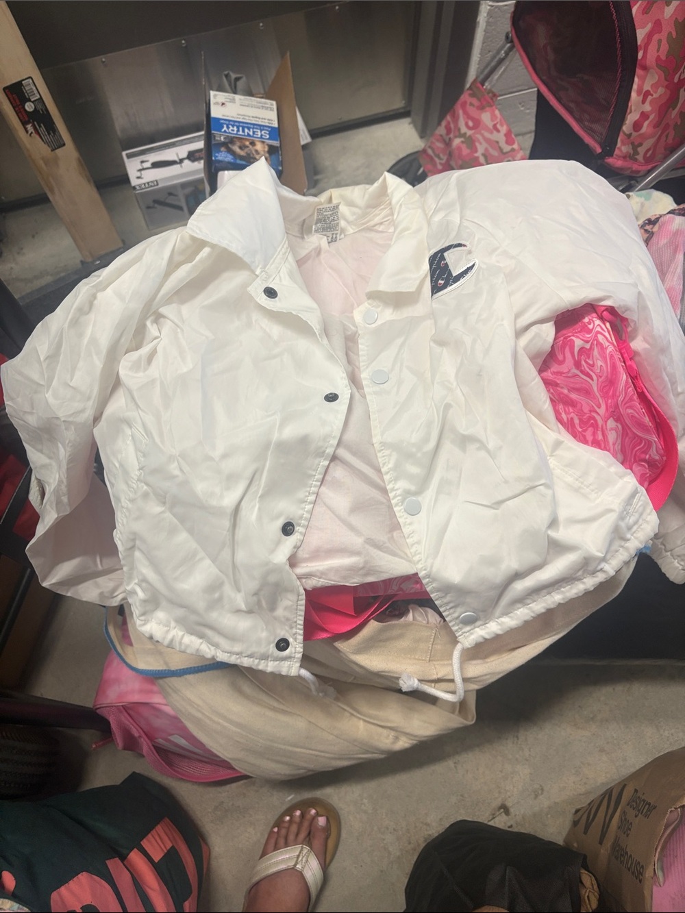 Champion White Women's Bomber Jacket with Logo